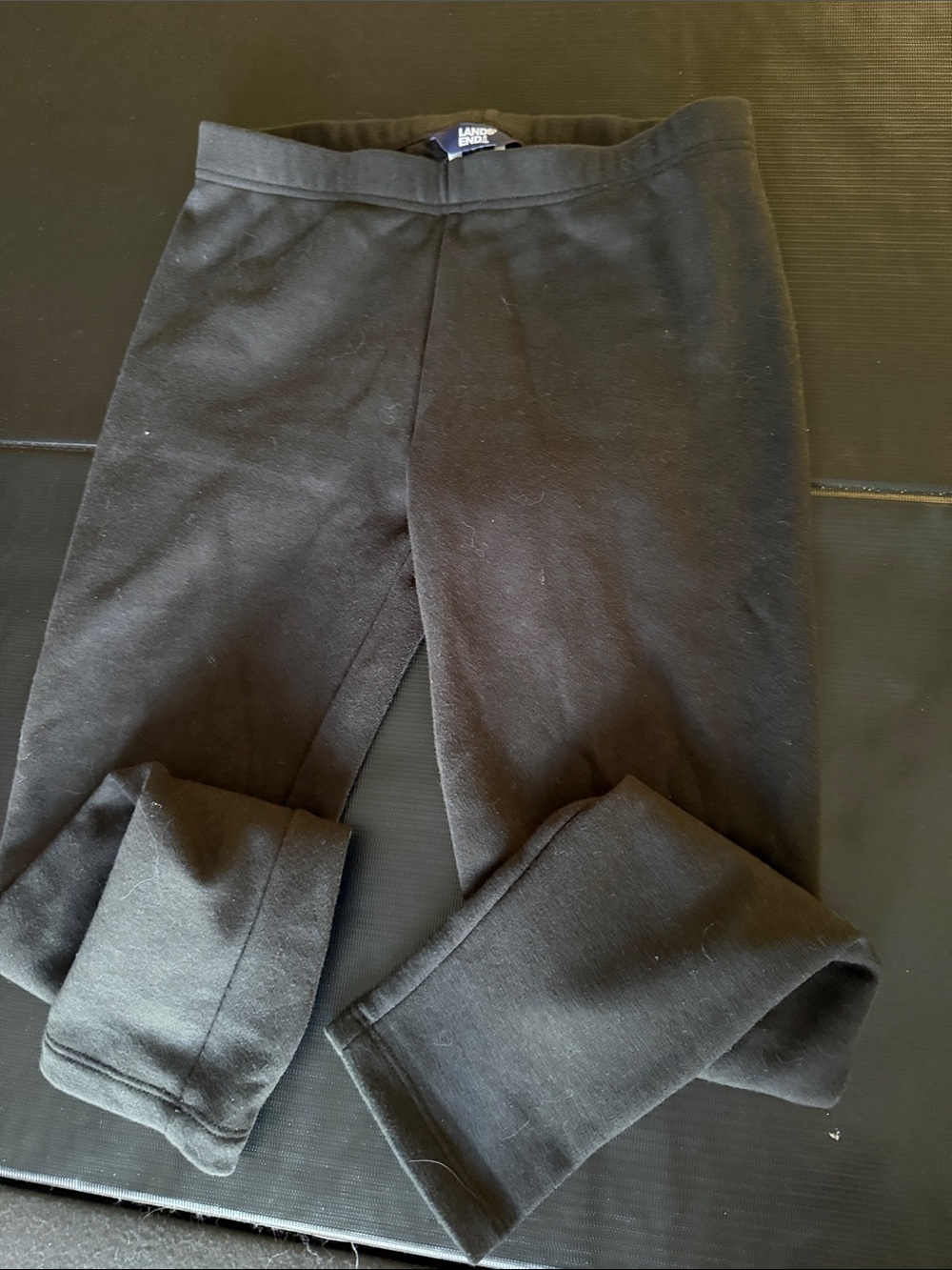 Lands' End Black Kids Fleece-Lined Leggings